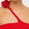 Kalina Jersey asymmetrische maxi-jurk met uitsnijding  in scharlakenrood