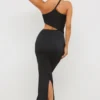 Kalina Jersey asymmetrische maxi-jurk met uitsnijdingen in zwart