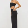 Kalina Jersey asymmetrische maxi-jurk met uitsnijdingen in zwart