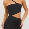 Kalina Jersey asymmetrische maxi-jurk met uitsnijdingen in zwart