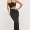 Kalina Jersey asymmetrische maxi-jurk met uitsnijdingen in zwart