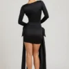 Karelyn mini-jurk met strikdetail en ruches in zwart