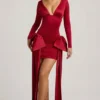 Karelyn minijurk met strikdetail en ruches in True Red