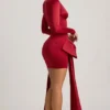 Karelyn minijurk met strikdetail en ruches in True Red