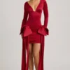 Karelyn minijurk met strikdetail en ruches in True Red