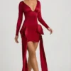 Karelyn minijurk met strikdetail en ruches in True Red
