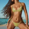 Kariba metallic gelaagde bikinitop in groen