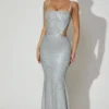 Katalia versierde cut-out-jurk in zilver