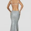 Katalia versierde cut-out-jurk in zilver