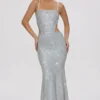 Katalia versierde cut-out-jurk in zilver