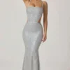 Katalia versierde cut-out-jurk in zilver