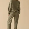 Katoenen fleece joggingbroek met middelhoge taille in kakigroen