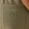 Katoenen fleece joggingbroek met middelhoge taille in kakigroen