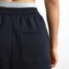 Katoenen fleece joggingbroek met middelhoge taille in zwart