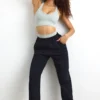 Katoenen fleece joggingbroek met middelhoge taille in zwart