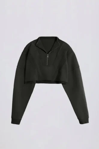Katoenen jersey cropped sweatshirt met acid wash in Ash
