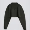 Katoenen jersey cropped sweatshirt met acid wash in Ash