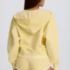 Katoenen jersey hoodie met V-hals in Lemon
