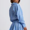 Katoenen popeline gestreept multiway cropped shirt in blauwe streep