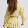 Katoenen popeline gestreept multiway cropped shirt in gele streep