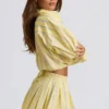 Katoenen popeline gestreept multiway cropped shirt in gele streep