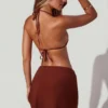 Kenmerkende sarong met strik aan de zijkant in mokka