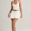 Keoni Modal Mini-rok met gerimpelde tailleband in wit