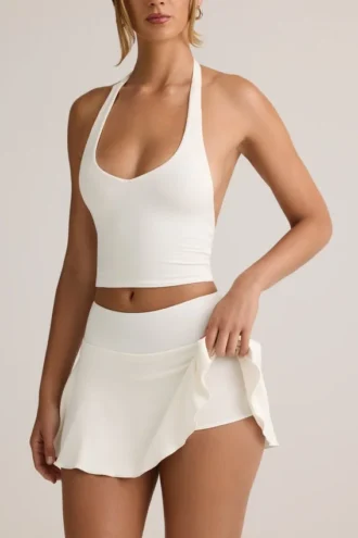 Keoni Modal Mini-rok met gerimpelde tailleband in wit
