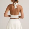 Keoni Modal Mini-rok met gerimpelde tailleband in wit
