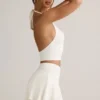 Keoni Modal Mini-rok met gerimpelde tailleband in wit