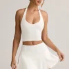 Keoni Modal Mini-rok met gerimpelde tailleband in wit