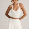 Keoni Modal Mini-rok met gerimpelde tailleband in wit