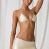 Keshi Triangel-bikinitop met parelversiering in parelwit