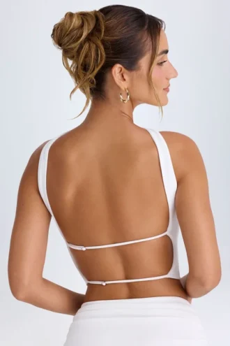 Khai bandeau-top met chokerdetail in wit