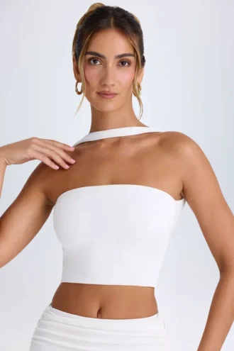 Khai bandeau-top met chokerdetail in wit