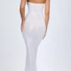 Kinsley versierde bandeau-maxijurk met uitsnijdingen in wit