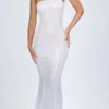 Kinsley versierde bandeau-maxijurk met uitsnijdingen in wit