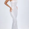 Kinsley versierde bandeau-maxijurk met uitsnijdingen in wit