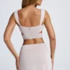Kira Crop Top met uitsnijdingen en details in Sky Grey