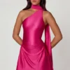 Kiraz asymmetrische minijurk met sjaaldetail in felroze