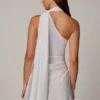 Kiraz asymmetrische minijurk met sjaaldetail in wit