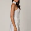 Kiraz asymmetrische minijurk met sjaaldetail in wit