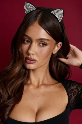 Kitty Cat Ears-hoofdband in zwart