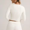 Kiva Modal geribbeld kort vest in wit
