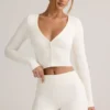 Kiva Modal geribbeld kort vest in wit