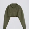 Kort katoenen jersey-sweatshirt met acid wash in lichtgroen