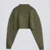 Kort katoenen jersey-sweatshirt met acid wash in lichtgroen