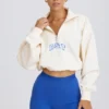 Kort sweatshirt met kwartritssluiting in wit