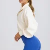 Kort sweatshirt met kwartritssluiting in wit