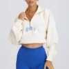 Kort sweatshirt met kwartritssluiting in wit